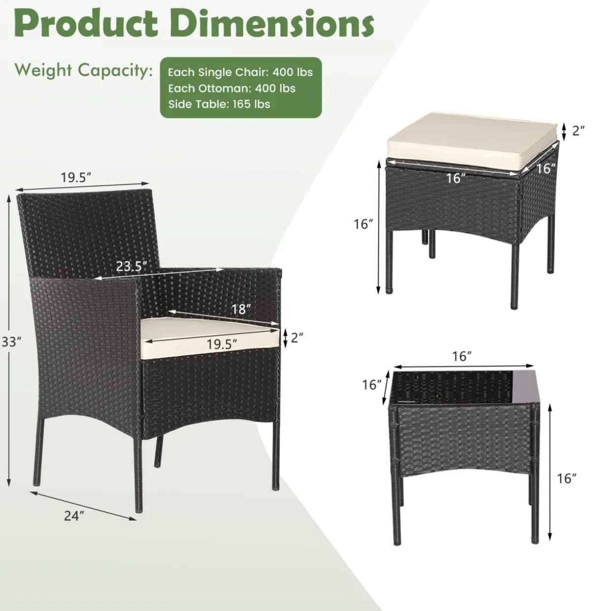 Tangkula 5 Piece Outdoor Wicker Sofa Set