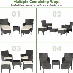 Tangkula 5 Piece Outdoor Wicker Sofa Set