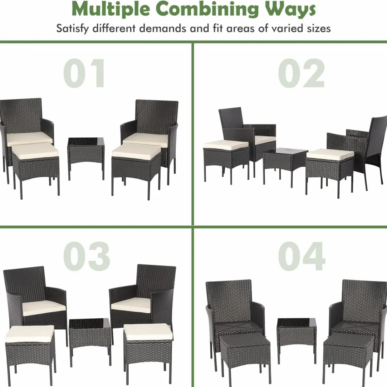 Tangkula 5 Piece Outdoor Wicker Sofa Set