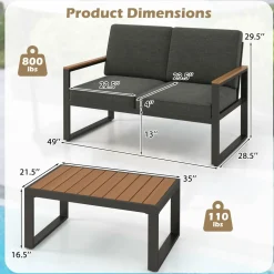 Tangkula 2 Piece Patio Aluminum Furniture Set(Gray)