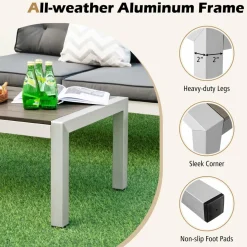 Tangkula 4 Piece Patio Aluminum Sofa Set, Contemporary Sofas & Coffee Table