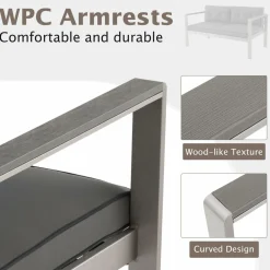 Tangkula 4 Piece Patio Aluminum Sofa Set, Contemporary Sofas & Coffee Table