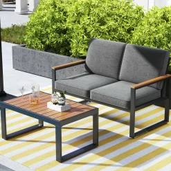 Tangkula 4/8 Piece Patio Aluminum Furniture Set(Gray)