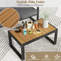Tangkula 2 Piece Patio Aluminum Furniture Set(Gray)