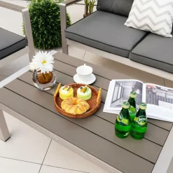 Tangkula 4 Piece Patio Aluminum Sofa Set, Contemporary Sofas & Coffee Table