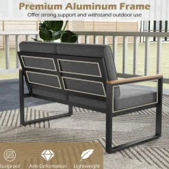 Tangkula 2 Piece Patio Aluminum Furniture Set(Gray)