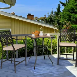 Tangkula 3 Piece Patio Bar Bistro Set, Outdoor Bar Height Stool & Table