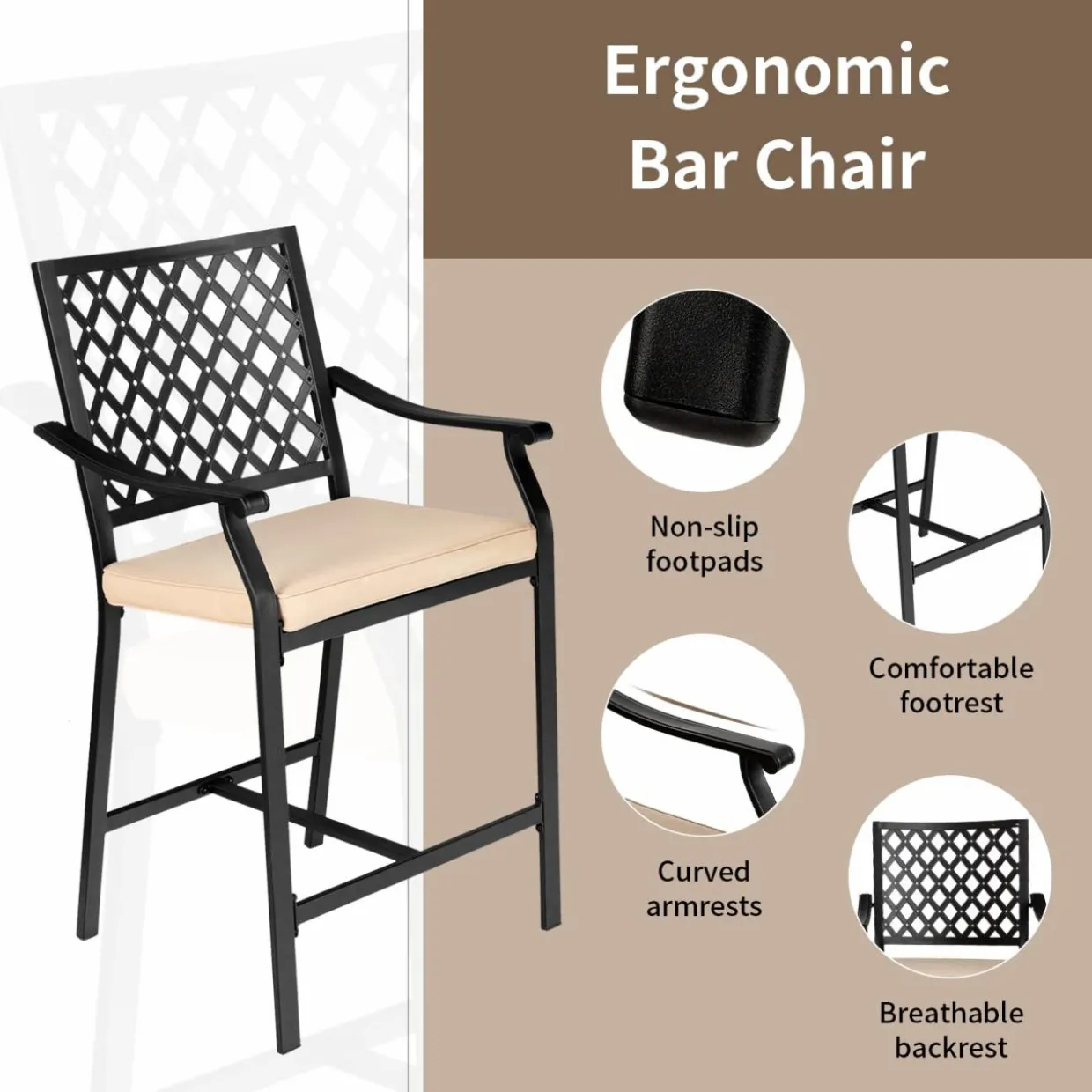 Tangkula 3 Piece Patio Bar Bistro Set, Outdoor Bar Height Stool & Table