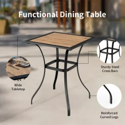 Tangkula 3 Piece Patio Bar Bistro Set, Outdoor Bar Height Stool & Table