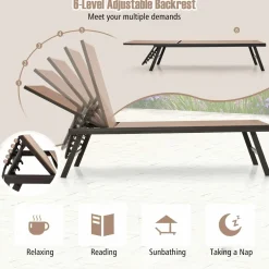 Tangkula 3 Piece Patio Chaise Lounge Set, Aluminum Patio Recliner with Coffee Table