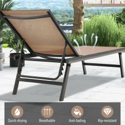Tangkula 3 Piece Patio Chaise Lounge Set, Aluminum Patio Recliner with Coffee Table