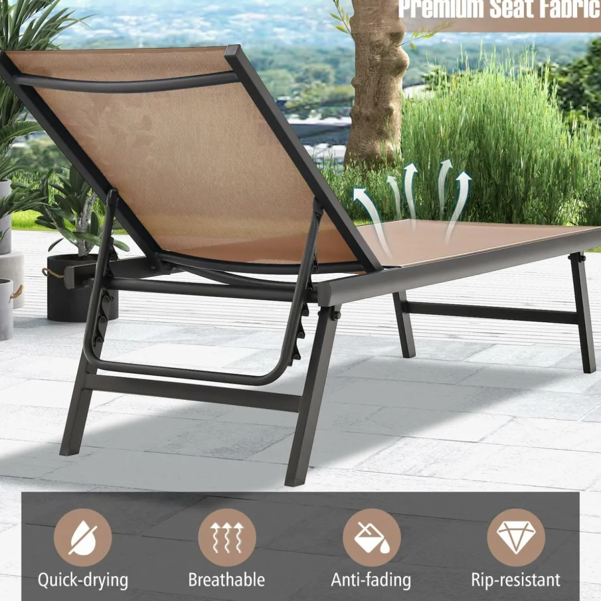 Tangkula 3 Piece Patio Chaise Lounge Set, Aluminum Patio Recliner with Coffee Table