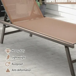 Tangkula 3 Piece Patio Chaise Lounge Set, Aluminum Patio Recliner with Coffee Table