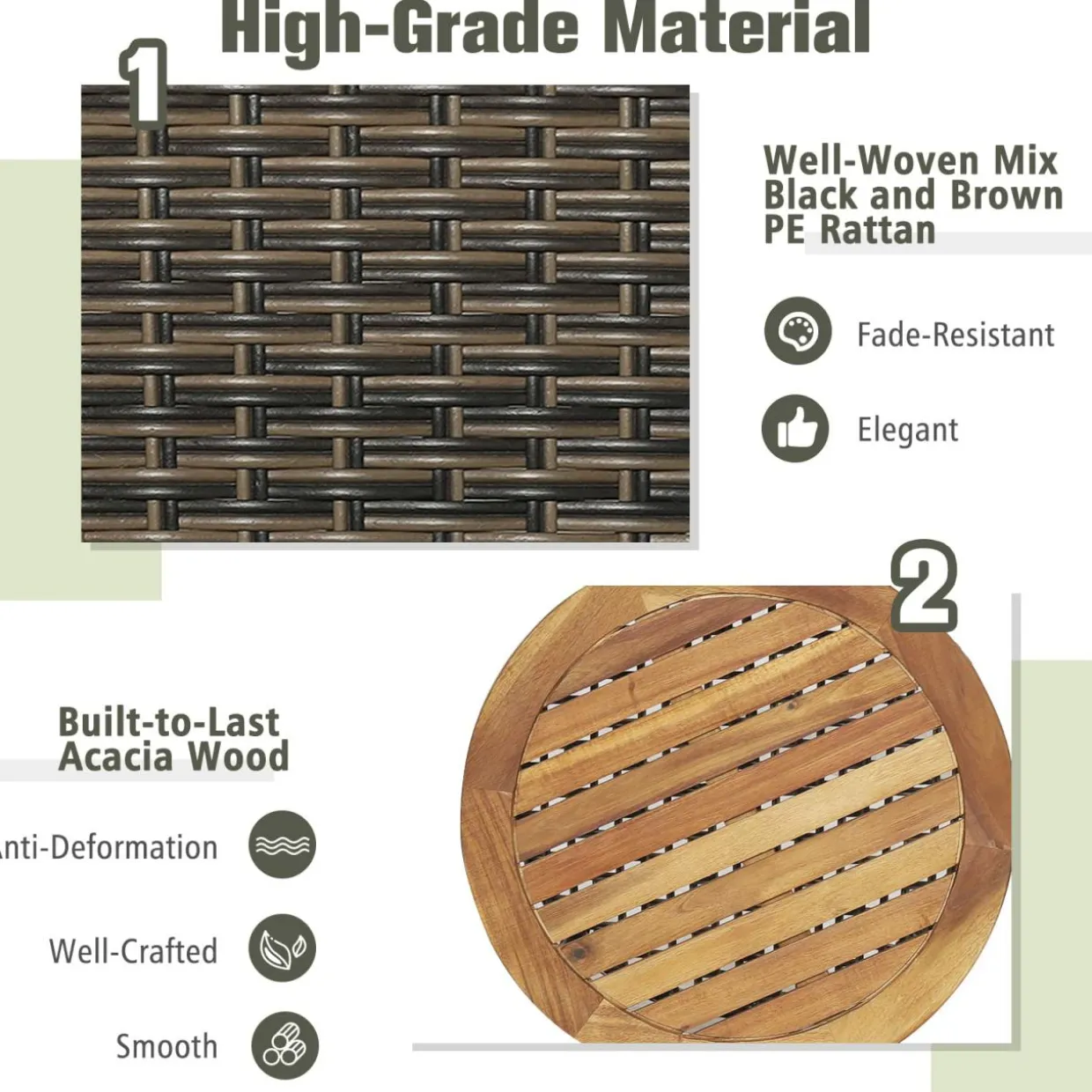 Tangkula 3 Piece Patio Conversation Set, Outdoor Rattan Chair Set W/ 2-Tier Coffee Table (Off White)