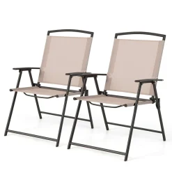 Tangkula 2 Piece Patio Folding Chairs