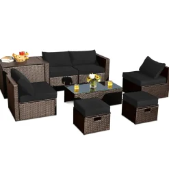 Tangkula 8 Piece Patio Furniture Set for 6 with Waterpfoor Cover