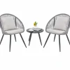 Tangkula 3 Piece Patio Furniture Set, Balcony Chair Set with Seat & Back Cushions, Tempered Glass Tabletop (Gray)