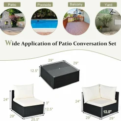 Tangkula 7 Piece Patio Furniture Set, Outdoor Sectional Sofa with 2 Pillows and Cushions