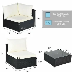 Tangkula 7 Piece Patio Furniture Set, Outdoor Sectional Sofa with 2 Pillows and Cushions