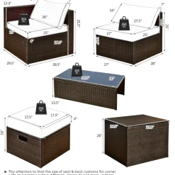 Tangkula 8 Piece Patio Furniture Set for 6 with Waterpfoor Cover