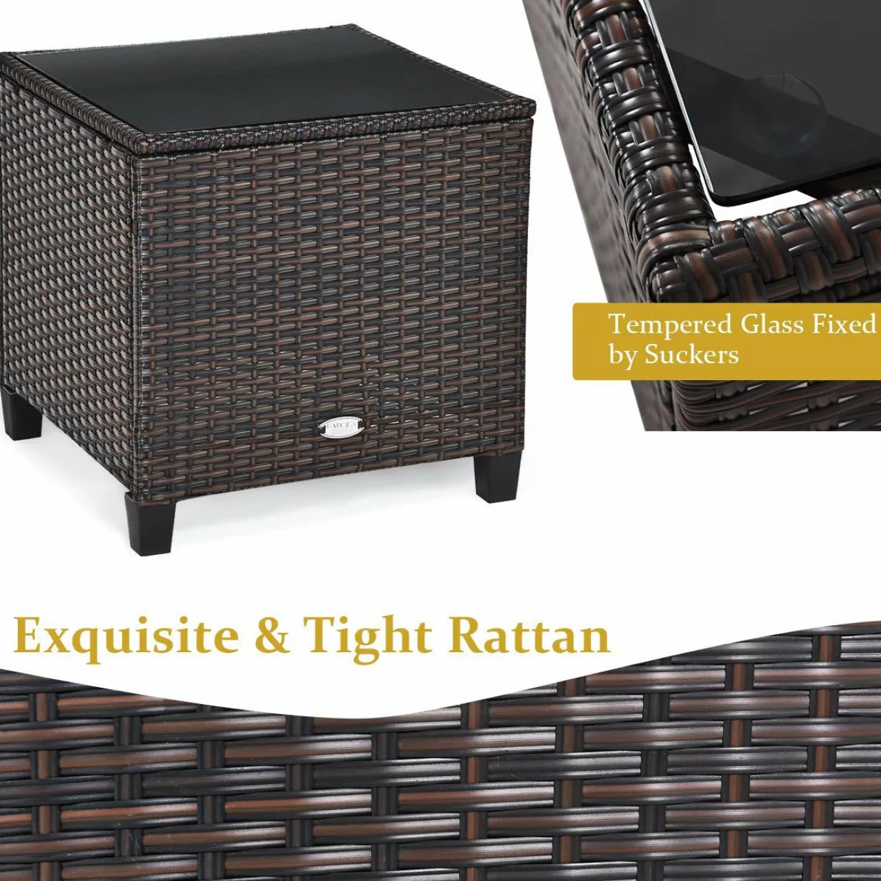 Tangkula 7 Piece Patio Furniture Set with 40,000BTU Propane Fire Pit Table (Brown)