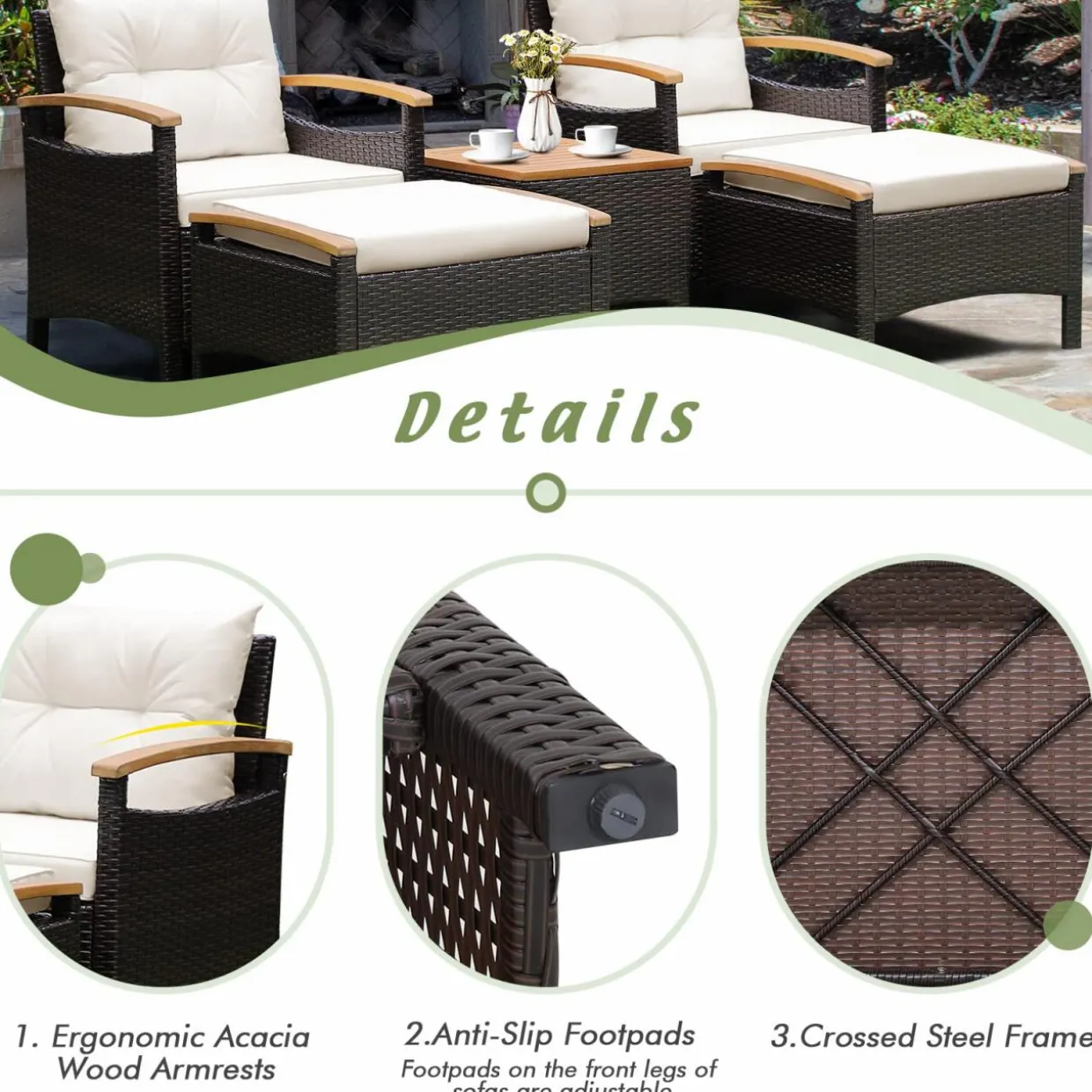 Tangkula 5 Piece Patio Furniture Set, Patiojoy Outdoor Conversation Set