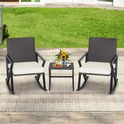 Tangkula 3 Piece Patio Rocking Set
