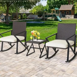 Tangkula 3 Piece Patio Rocking Set