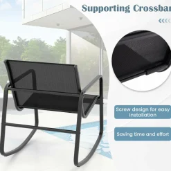 Tangkula 4 Piece Patio Rocking Set, 2 Rocking Chairs & Loveseat with Glass-Top Table
