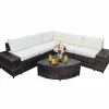 Tangkula 6 Piece Wicker Patio Furniture Set, Outdoor All Weather PE Rattan Conversation Set