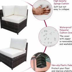 Tangkula 6 Piece Wicker Patio Furniture Set, Outdoor All Weather PE Rattan Conversation Set