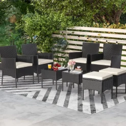 Tangkula 8 Piece Wicker Sofa Set, Patiojoy Outdoor Rattan Sofa Set, Patio Wicker Conversation Set for Backyard, Poolside