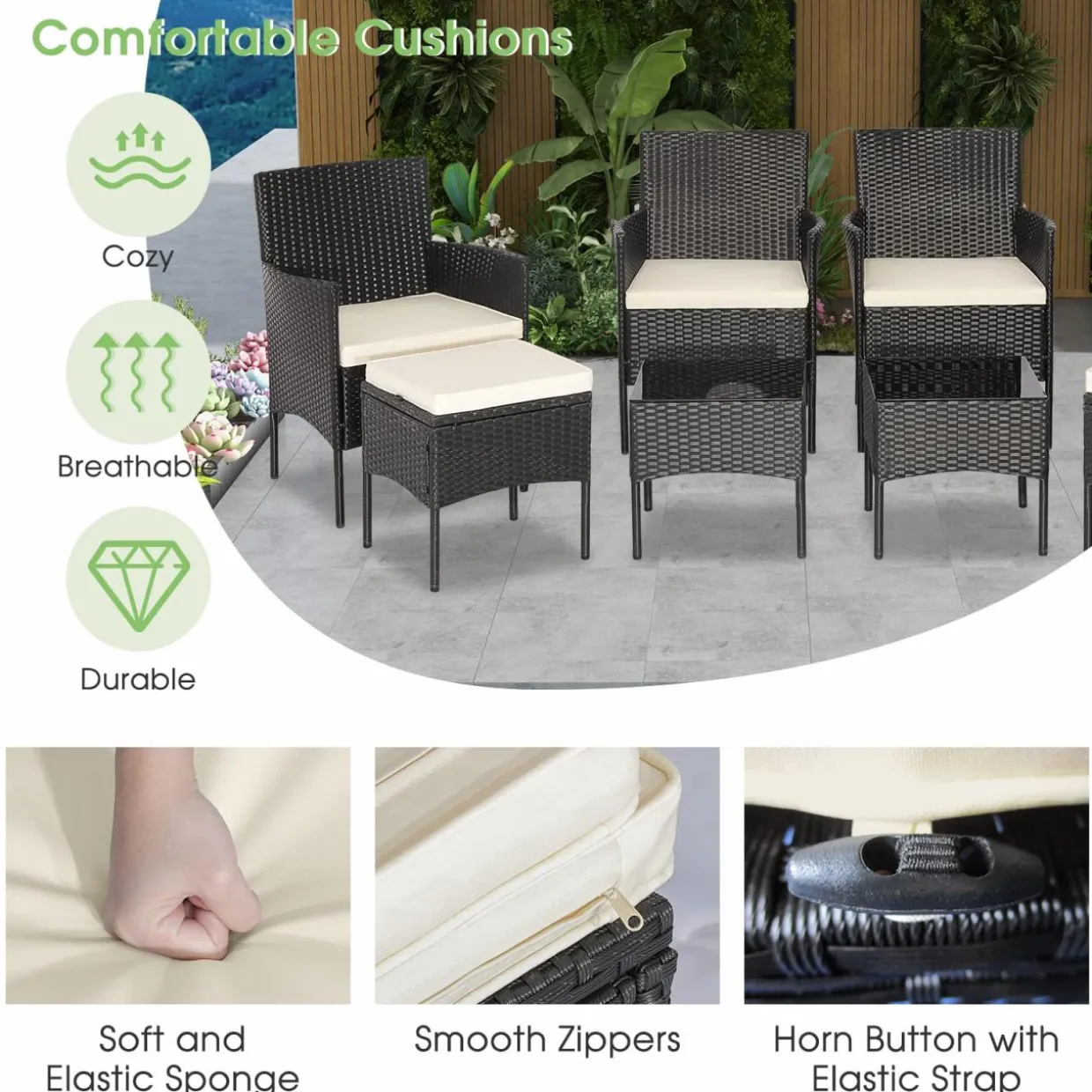Tangkula 8 Piece Wicker Sofa Set, Patiojoy Outdoor Rattan Sofa Set, Patio Wicker Conversation Set for Backyard, Poolside