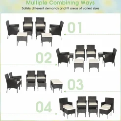 Tangkula 8 Piece Wicker Sofa Set, Patiojoy Outdoor Rattan Sofa Set, Patio Wicker Conversation Set for Backyard, Poolside