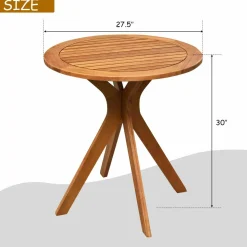 Tangkula 3 Piece Wood Patio Rocking Chair Set, Outdoor Acacia Wood Rocker Set with Round Table