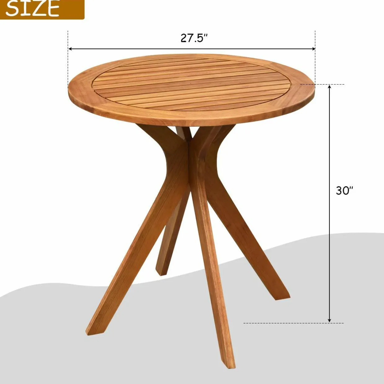 Tangkula 3 Piece Wood Patio Rocking Chair Set, Outdoor Acacia Wood Rocker Set with Round Table