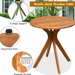 Tangkula 3 Piece Wood Patio Rocking Chair Set, Outdoor Acacia Wood Rocker Set with Round Table