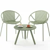 Tangkula 3 Pieces Bistro Set, All Weather PP Patio Conversation Set