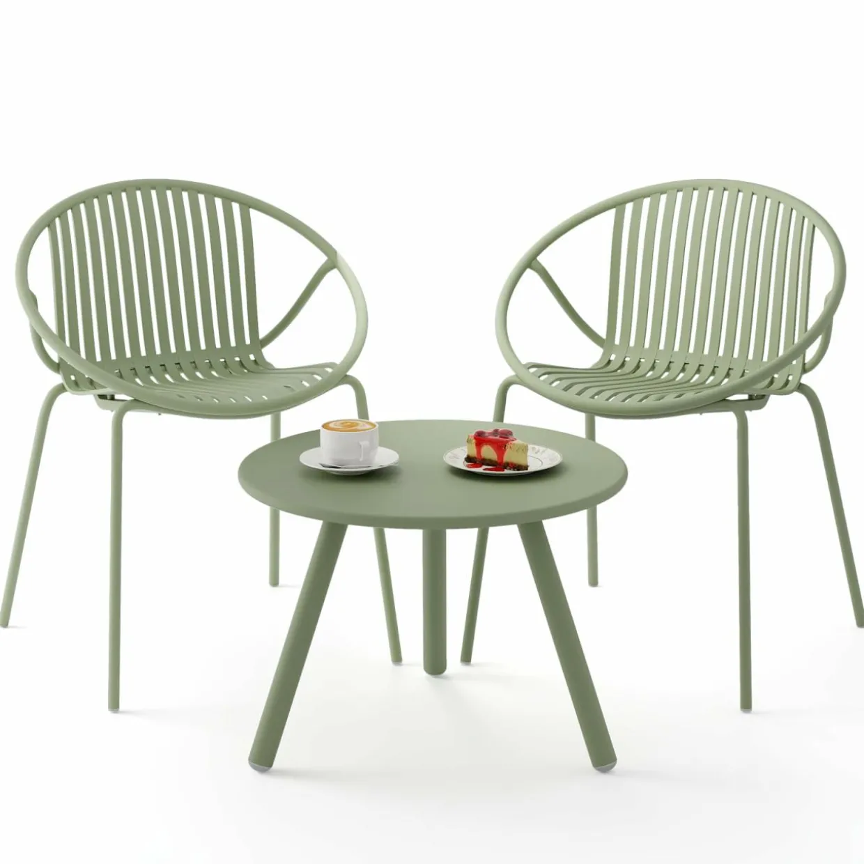Tangkula 3 Pieces Bistro Set, All Weather PP Patio Conversation Set