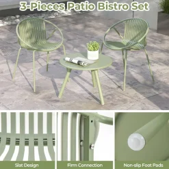 Tangkula 3 Pieces Bistro Set, All Weather PP Patio Conversation Set
