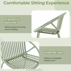 Tangkula 3 Pieces Bistro Set, All Weather PP Patio Conversation Set