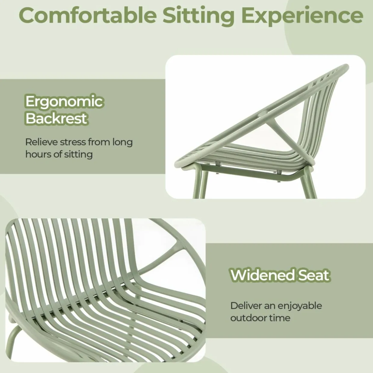 Tangkula 3 Pieces Bistro Set, All Weather PP Patio Conversation Set