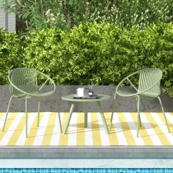 Tangkula 3 Pieces Bistro Set, All Weather PP Patio Conversation Set