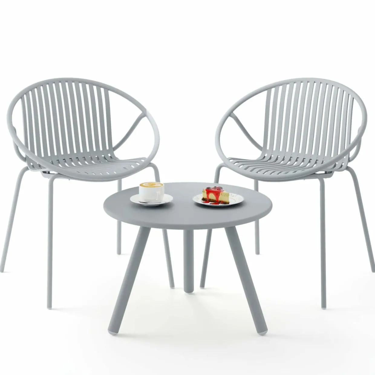 Tangkula 3 Pieces Bistro Set, All Weather PP Patio Conversation Set