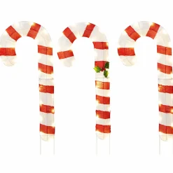 Tangkula 3 Pieces Christmas Lighted Outdoor Candy Canes, 31.5