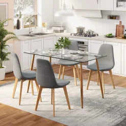 Tangkula 5 Pieces Dining Room Table Set, Modern Table & Chair Set for 4