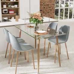 Tangkula 5 Pieces Dining Room Table Set, Modern Table & Chair Set for 4