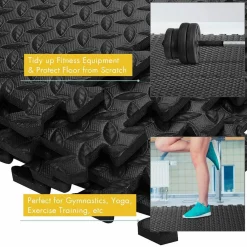 Tangkula 12 Pieces EVA Exercise Floor Mats with Border, 1/2