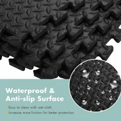 Tangkula 12 Pieces EVA Exercise Floor Mats with Border, 1/2
