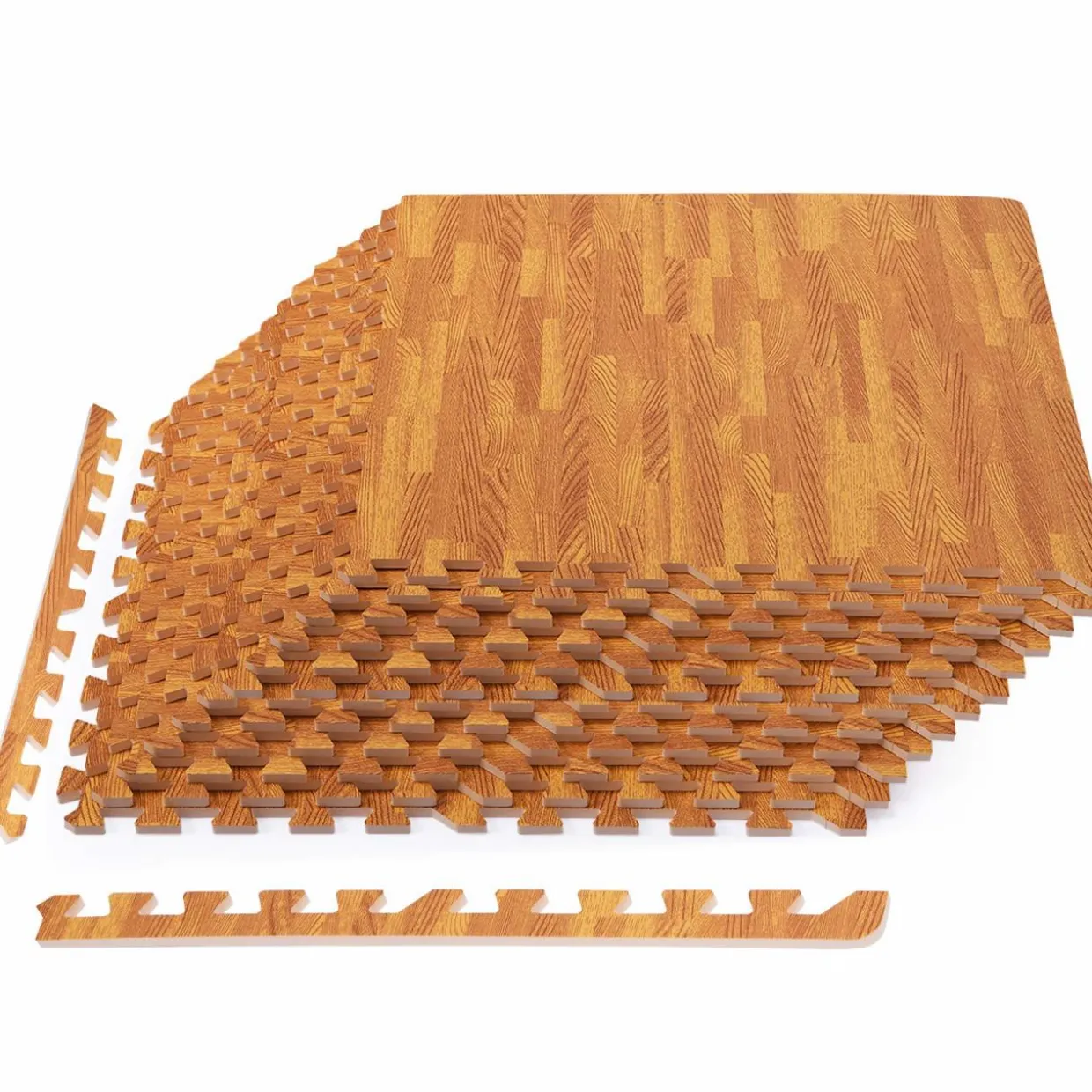 Tangkula 12 Pieces EVA Foam Puzzle Exercise Mat with Border, 3/8" Thick Interlocking Floor Mats Exercise Equipment Mats